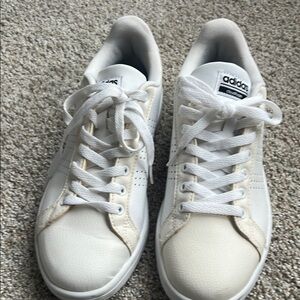 Adidas White Low-Top Sneakers Textured Leather